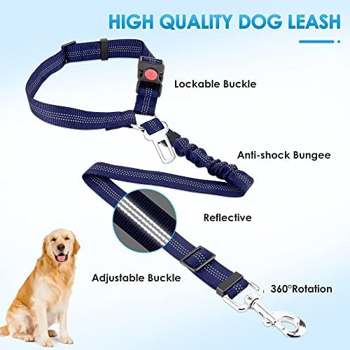 SlowTon Dog Seat Belt for Car, 2 Pack Dog Car Harness Seatbelt with Bungee - Image 5