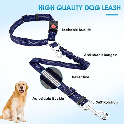 SlowTon Dog Seat Belt for Car, 2 Pack Dog Car Harness Seatbelt with Bungee - Image 5