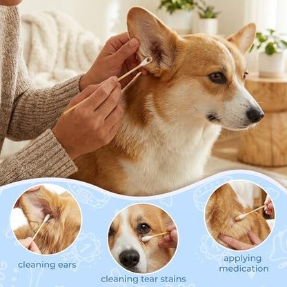 Dog Ear Swabs, 6 Inch Long Cotton Swabs (100 Pcs) - Image 2