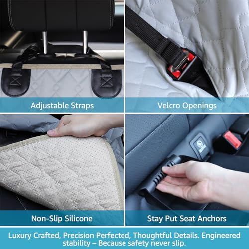 Lassie Dog Car Seat Covers for Back Seat with 2 Seat Belts, Universal Fit - Image 5