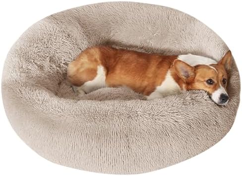 JOLLYVOGUE Dog Bed, Calming Anti-Anxiety Large Dog Bed, Fluffy Donut Cushion for Medium and Large Pets (27") by JOLLYVOGUE