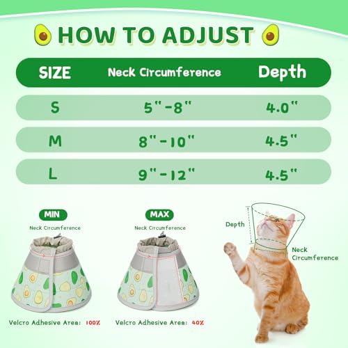 Cat Cone Collar Soft to Stop Licking, Adjustable, Foldable Lightweight Kitten Cones After Surgery Recovery for Cats & Kittens, Cat Cone Alternative, Easy Eating (Avocado Green, S) - Image 4