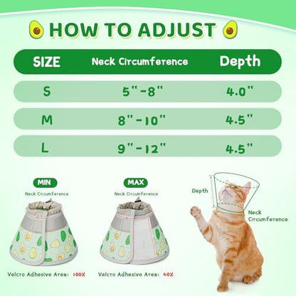 Cat Cone Collar Soft to Stop Licking, Adjustable, Foldable Lightweight Kitten Cones After Surgery Recovery for Cats & Kittens, Cat Cone Alternative, Easy Eating (Avocado Green, S) - Image 4