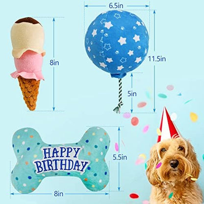 3PCS Dog Birthday Toys, Crinkle Squeaky Dog Toys for Small Medium Large Dog - Image 4