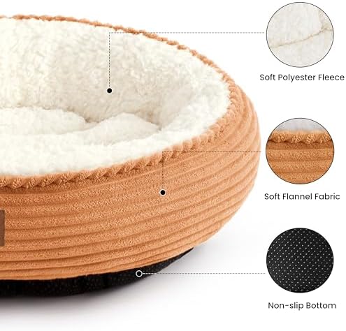 Love's cabin Round Donut Cat and Dog Cushion Bed, 30in Pet Bed for Medium or Large Dogs, Anti-Slip & Water-Resistant Bottom, Soft Durable Fabric Pet Beds, Washable Calming Cat Bed, Orange - Image 2