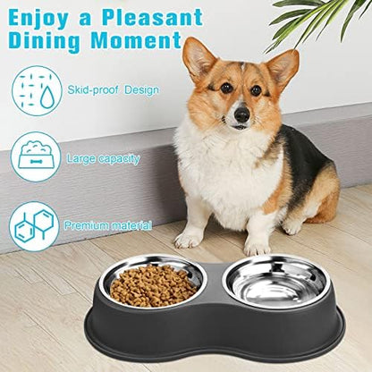 Epetslove Stainless Steel Dog Bowls Double Non-Slip Dog Water and Food Bowl - Image 4