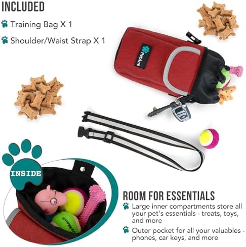 PetAmi Dog Treat Pouch, Large Hands-Free Training Bag, Red - Image 2