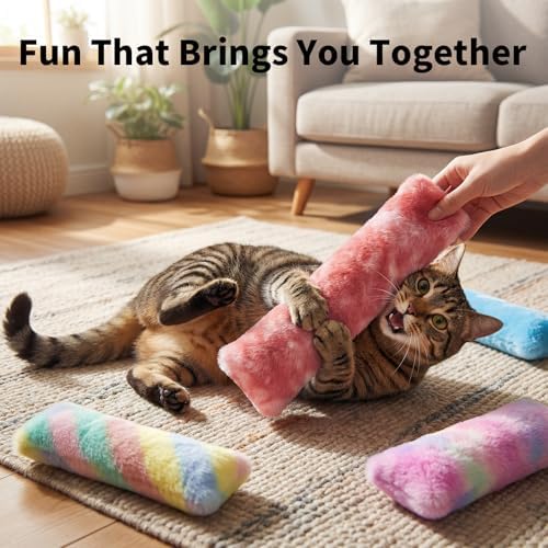 HoneyGuaridan Cat Toys Pillows, 4 Pack, Soft and Durable Crinkle Sound with Catnip Inside,Indoor Interactive Cat Kicker Toy - Image 5