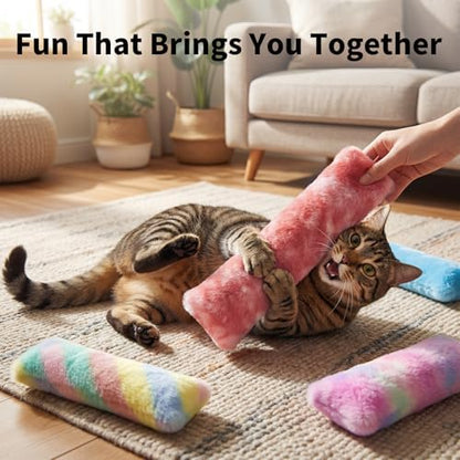 HoneyGuaridan Cat Toys Pillows, 4 Pack, Soft and Durable Crinkle Sound with Catnip Inside,Indoor Interactive Cat Kicker Toy - Image 5