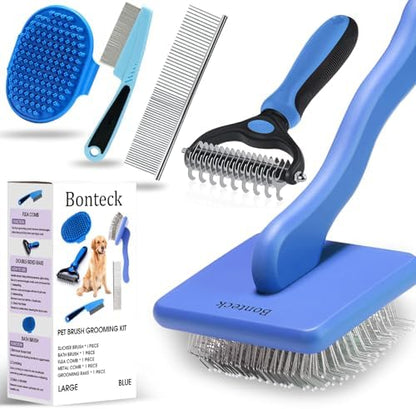 Bonteck Dog Slicker Brush for Dogs Grooming Kit 5PCS Long Haired Doodles by Bonteck