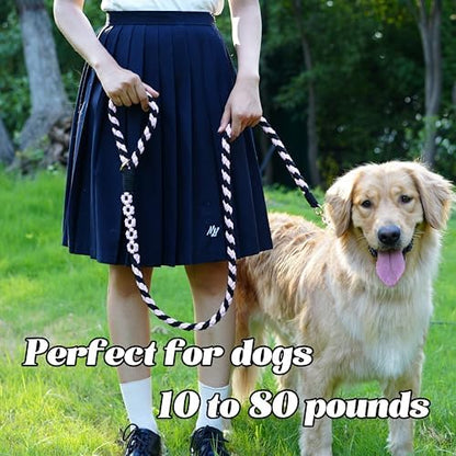 5FT Braided Cotton Rope Leash for Small, Medium and Large Dogs, Black & Pink Color - Image 2