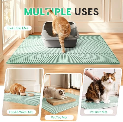 Pawtasy Cat Litter Mat,40" x 28" Extra Large Silicone Waterproof Litter Trapping Mat for Scatter Control Soft on Kitty Paws Non-Slip Easy to Clean - Image 6
