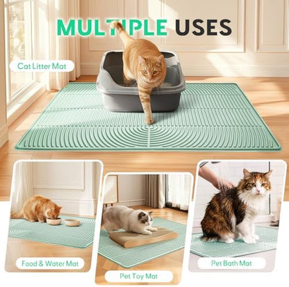 Pawtasy Cat Litter Mat,40" x 28" Extra Large Silicone Waterproof Litter Trapping Mat for Scatter Control Soft on Kitty Paws Non-Slip Easy to Clean - Image 6