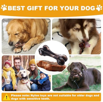 Dog Chew Toys for Aggressive Chewers, 2Pack Indestructible Dogs Bone Toy for Large Small Medium Breeds, Durable Tough Nylon Dog Toys To Keep Them Busy, Puppy Teething Dogs Toy Bone, Beef&Bacon Flavor - Image 6