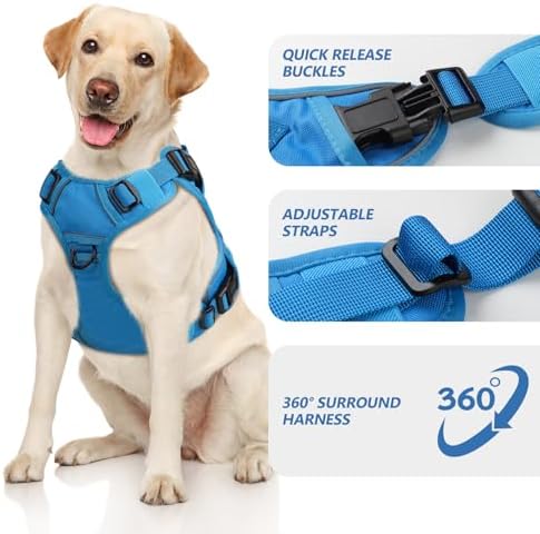 WINGOIN Blue Tactical Dog Harness for Medium Size Dogs,No Pull Dog Harness - Image 2