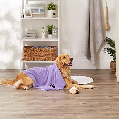 Bone Dry Pet Grooming Microfiber Towel, Embroidered Collection, X-Large,41x23.5, Lavender - Image 5
