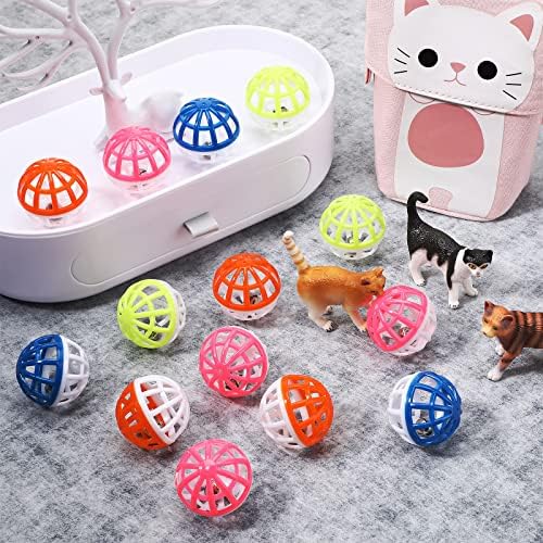 Hungdao 100 Pcs Bulk Cat Toys Balls, Plastic Cat Crinkle Ball with Bells - Image 4
