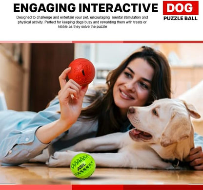 ASL Interactive Dog Treat Ball 2 Pack – Treat Dispensing Dog Toy, Dog Puzzle Toy & Dog Puzzle Feeder, Interactive Dog Ball for Enrichment, Slow Feeder Dog Toy, Dog Toys to Keep Dogs Busy