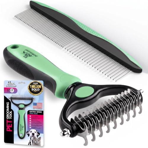Pat Your Pet Deshedding Brush & Metal Comb Grooming Combo for Cats & Dogs by Pat+Your+Pet