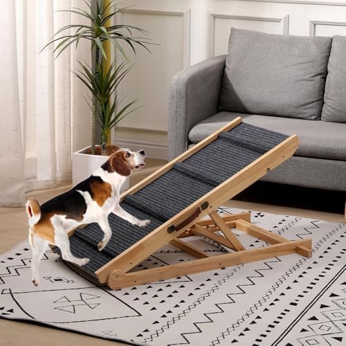 Foldable Wooden Dog Ramp Wooden Dog Ramp for Bed-5 Adjustable Heights - Image 7