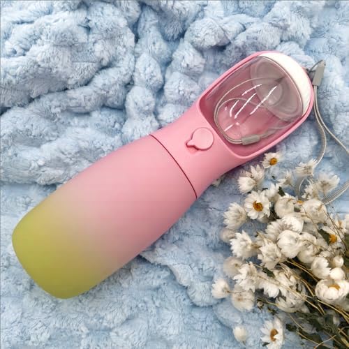 Dog Water Bottle Portable, 19Oz Large Capacity Dog Water Dispenser, Food Grade Pet Accessories for Small Dogs Large Breed, Travel Pet Water Bowl for Outdoor, Dog Birthday Gifts (Pink&Green) - Image 2