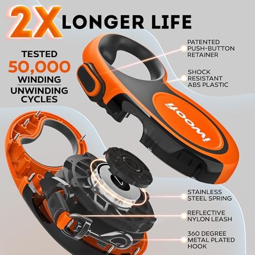 Retractable Dog Leash 16.4 ft – 360° Tangle-Free Design – Heavy Duty Reflective Leash – Soft Anti-Slip Grip Outdoor Daily for Small Medium Dogs up to 50 lbs (Orange) - Image 2