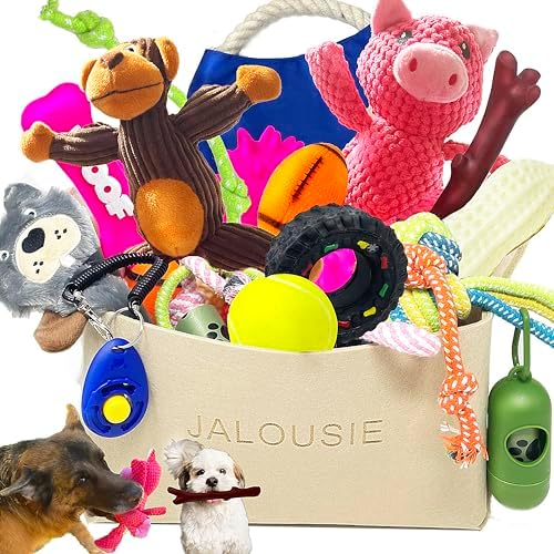 Jalousie Multipack Dog Squeaky Toys Bulk Bundle Pup Toy - Puppy Toys for Pets for Small Medium Breed (24 PCs Gift Basket) by Jalousie