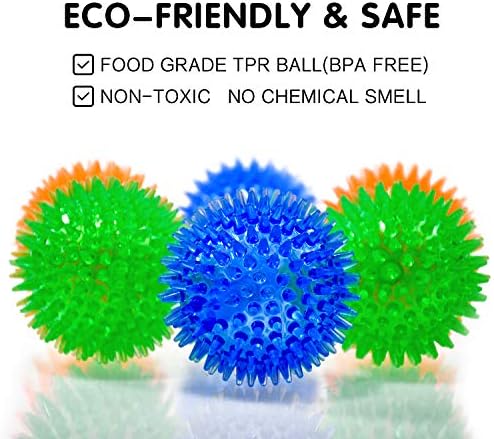 SHARLOVY Squeaky Balls for Pet Small Puppy, 6 Pack TPR Fetch Spike Balls - Image 2