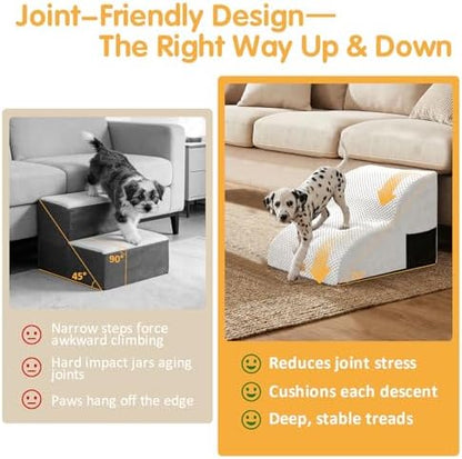 Topmart High Density Extended Foam Dog Ramp&Steps 2 Tiers,11.8" High - Image 2