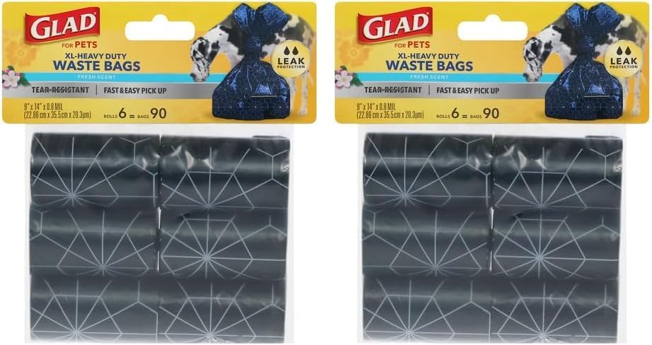 Glad Waste Bags, 90 Count, Fresh Scent, Extra Large | Heavy Duty | For Dogs | Refill Rolls by GladTrashFoodStorage