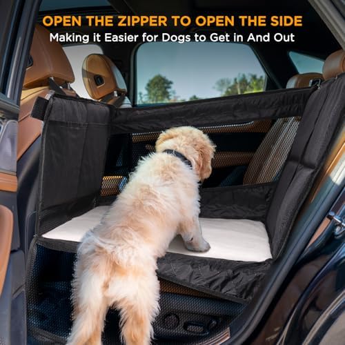 BONTHEE Back Seat Extender for Dogs,Hard Bottom Dog Car Seat Cover for Back Seat Holds 400lbs,Waterproof Anti-Scratch PU Leather Backseat Extender for Dogs,Dog Hammock for Car SUV Truck - Image 3
