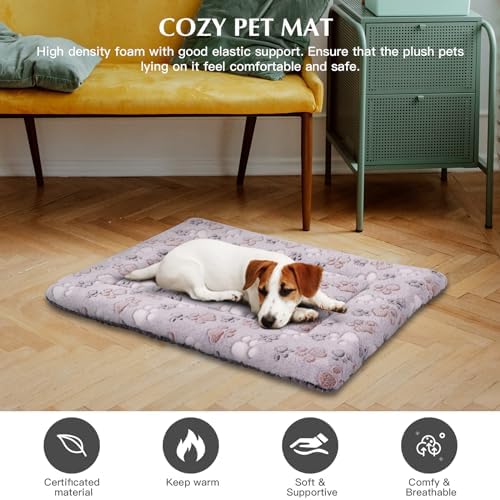 BVAGSS Reversible Dog Crate Pad, Memory Foam Pet Bed Mat, Soft Warm Machine Washable Sleeping Kennel Mattress for Small Medium Dogs XH079 (21''x13''x1.6'',Grey Paw) - Image 7