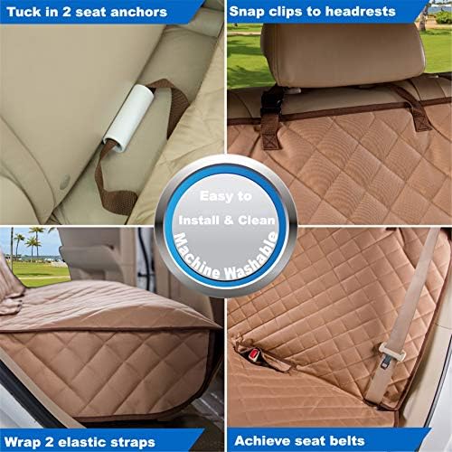 VIEWPETS Bench Car Seat Cover Protector, Waterproof Heavy-Duty, Tan - Image 6