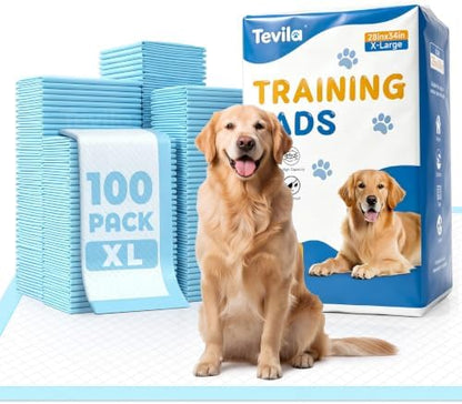 Extra Large Dog Pee Pads 100 Pack, Puppy Pads, Extra Absorbent, 34x28 in by Tevila