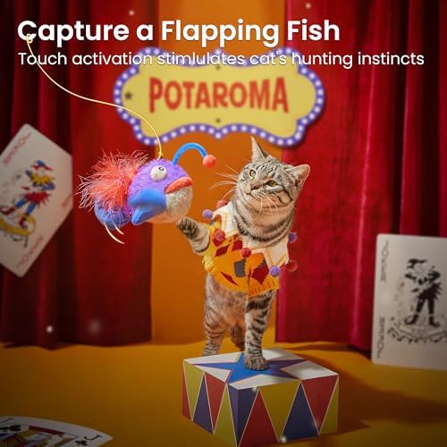 Potaroma Cat Toys Flapping Fish, Interactive Anglerfish with Catnip - Image 2