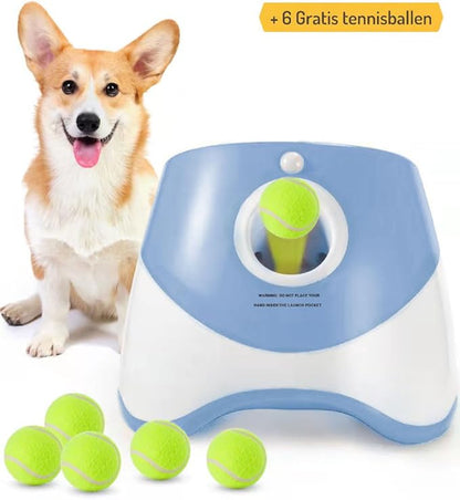 Automatic Ball Launcher Dogs: Interactive Fetch & Training Tool, Smart Mini Tennis Ball Thrower with 3-Setting Distance Control, Ultimate Self-Play Fetch Machine: Independent Fun & Exercise, Blue