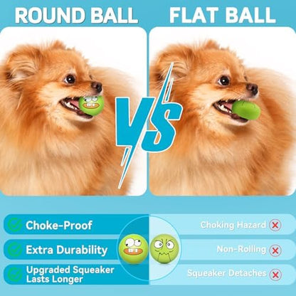 Squeaky Dog Toys Soft Latex Rubber Squeaky Dog Balls for Puppy Small Pet Dogs (8 Pack) (Round Balls) - Image 2