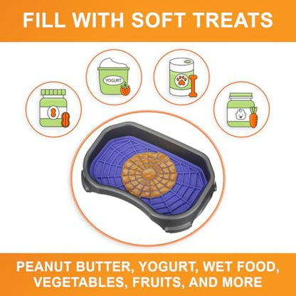Neater Pets Neat-LIK Dog Lick Mat w/Mess-Proof Tray, Lick Mat for Dogs, Cats, Puppy, Reduces Anxiety & Boredom, Peanut Butter Slow Feeder, Interactive Treat Licking Pad (Purple/Gunmetal) - Image 6