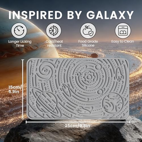 OHMO Lick Mat for Dogs&Cats, Space Pattern, 6×10", 2pcs, Beige&Light Grey - Image 2