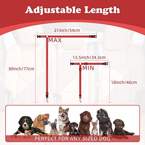 BWOGUE 2 Pack Dog Seat Belt for Car, Headrest Restraint Safety Strap, Red - Image 4