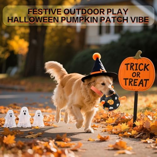 Dog Toys Balls, Dog Soccer Ball with Straps, Dog Birthday Gifts, Durable Balls for Small Medium Pet, Puppy Outdoor Toy, Pet Training Soccer Ball, World Cup Soccer (7.25 Inch) (Ghost, Large) - Image 3