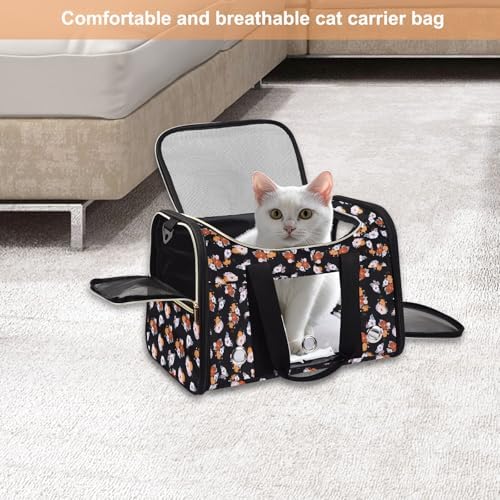 Petmolico Cat Carrier Soft-Sided Airline Approved, Large, Orange Flower - Image 6
