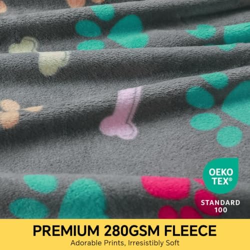 Luciphia 1 Pack 3 Blankets Fluffy Premium Fleece Pet Blanket Flannel Paw Printed Throw for Dog Cat(Large 41x31'', Grey/Brown/Blue) - Image 3