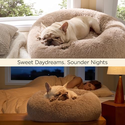 Bedsure Calming Small Medium Dog Bed Donut Washable Puppy Bed,27ins Camel - Image 4