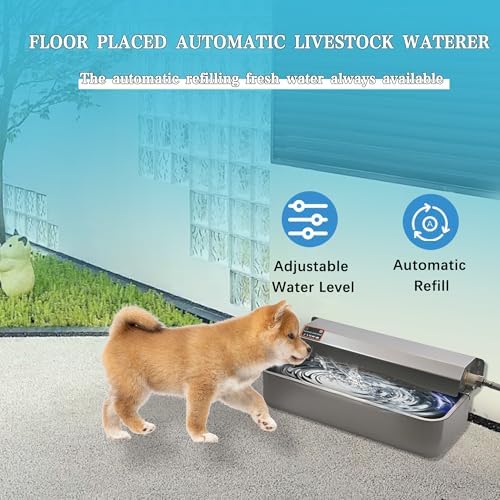 Automatic Dog Water Dispenser with Drain Hole, 304 Stainless Steel Auto Water Dog Bowl with Float Valve, Hose Quick Connect Fitting, Automatic Livestock Waterer for Horse, Chicken (2 Gallons) - Image 2
