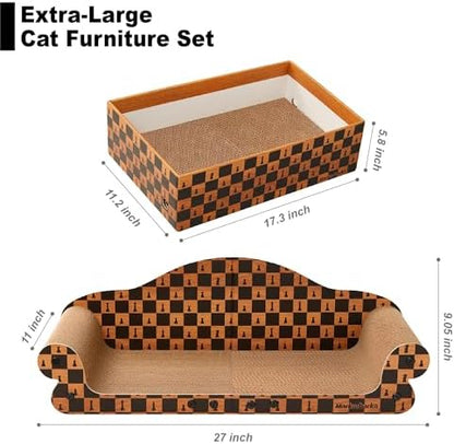 27" Cat Scratcher Bed & Sofa, Large Scratching Board House, Spacious & High Density Cat Scratch Pad Couch for Indoor Cats - Image 2