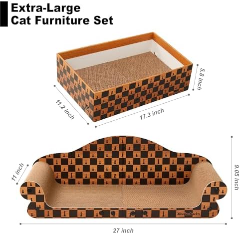 27" Cat Scratcher Bed & Sofa, Large Scratching Board House, Spacious & High Density Cat Scratch Pad Couch for Indoor Cats - Image 2