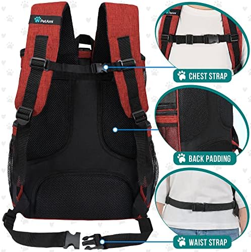 PetAmi Dog Backpack Carrier, Airline Approved 4-Way Entry Cat Bag, Red - Image 5