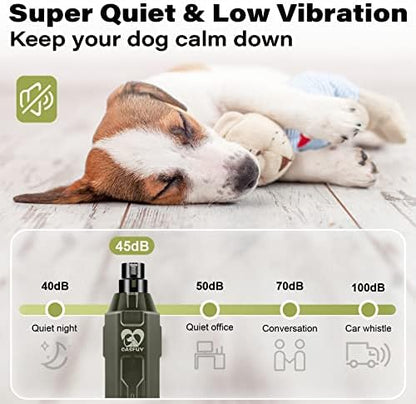 Casfuy 6-Speed Dog Nail Grinder - Newest Enhanced Pet Nail Grinder Super Quiet Rechargeable Electric Dog Nail Trimmer Painless Paws Grooming & Smoothing Tool for Large Medium Small Dogs (Army Green) - Image 4