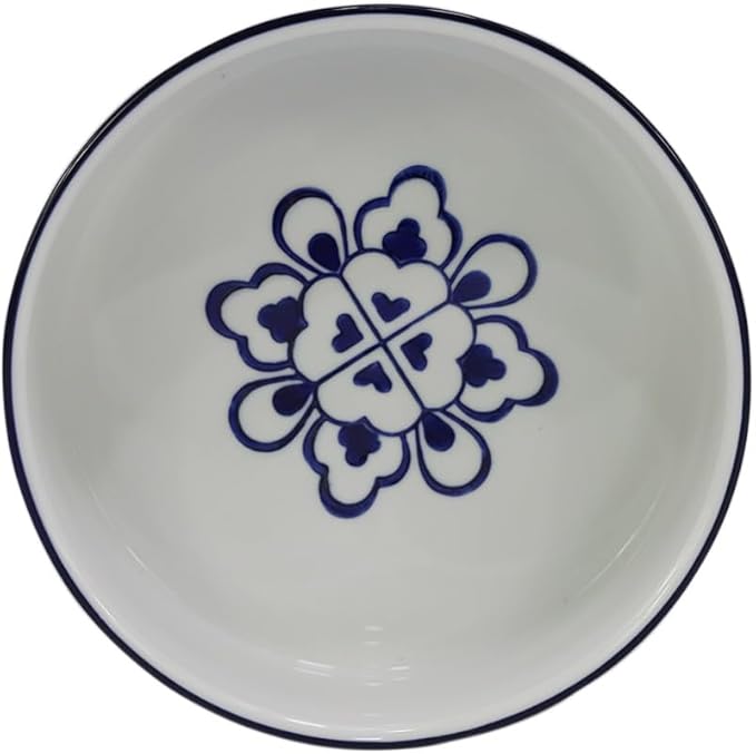 Vintage Blue & White Ceramic Large Dog Bowl - 8'' Dog Food Water Bowl for Medium and Large Dogs Breed, Heavy Duty Non-Slip Dish, Modern Pet Feeder Bowl, Dishwasher Safe-57 fl OZ
